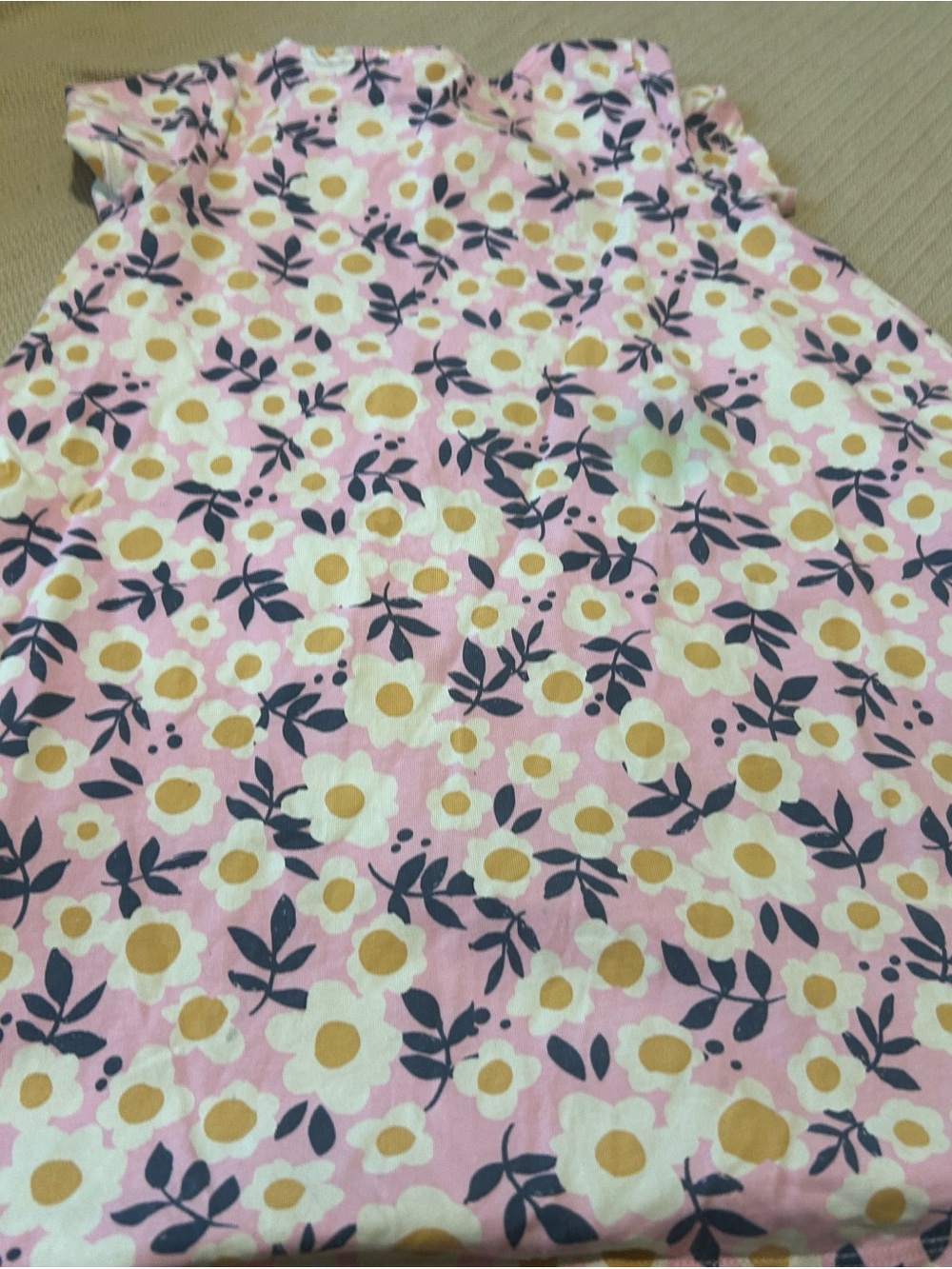 Hanna Andersson Pink Floral Tank with Navy and Mustard Accents